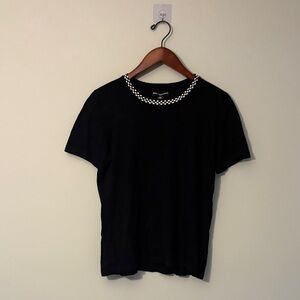 Karl Lagerfeld Black Top with Pearl Accents